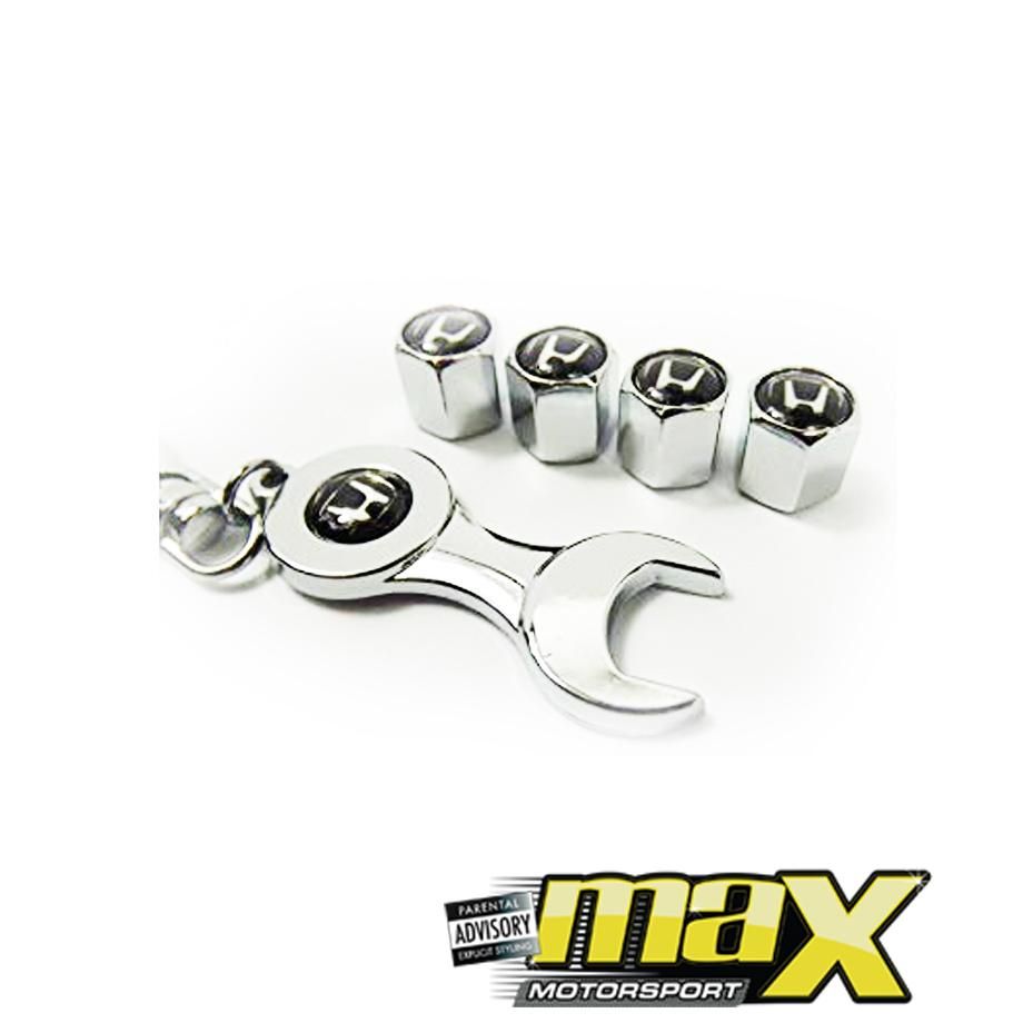 Universal Assorted Metal Logo Valve Caps With Keychain maxmotorsports