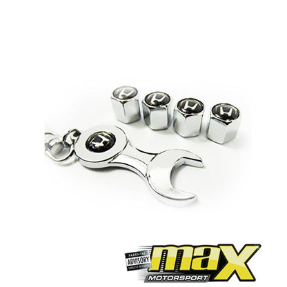 Universal Assorted Metal Logo Valve Caps With Keychain maxmotorsports