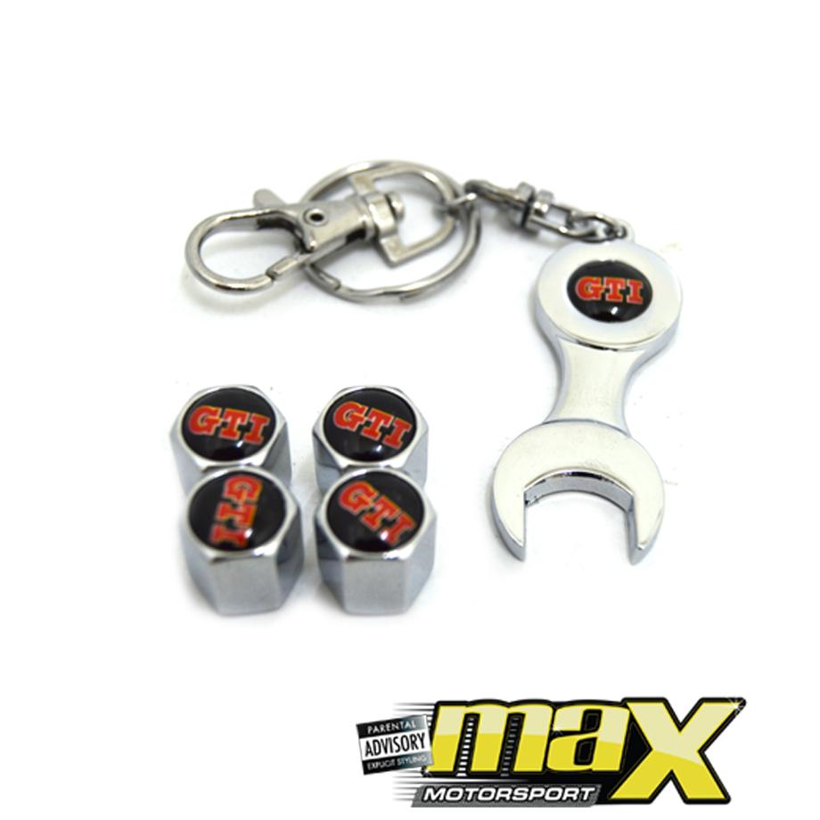 Universal Assorted Metal Logo Valve Caps With Keychain maxmotorsports