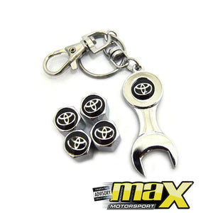 Universal Assorted Metal Logo Valve Caps With Keychain maxmotorsports