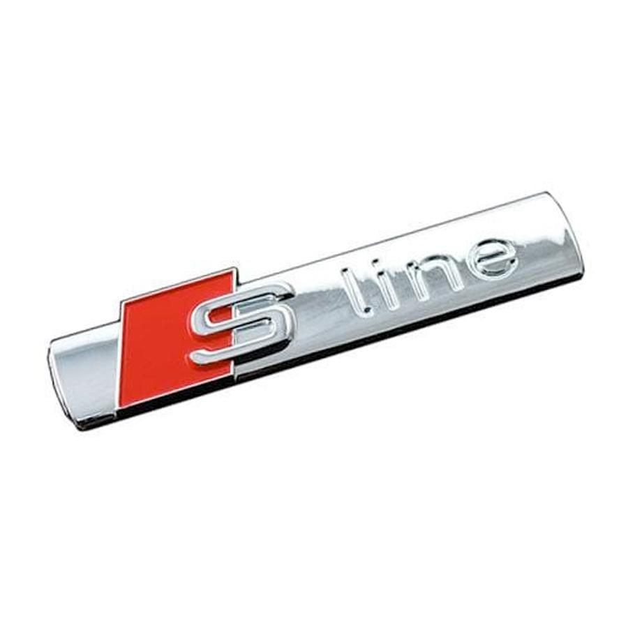 Universal Audi S-line Stick On Badge (Chrome & Red) maxmotorsports
