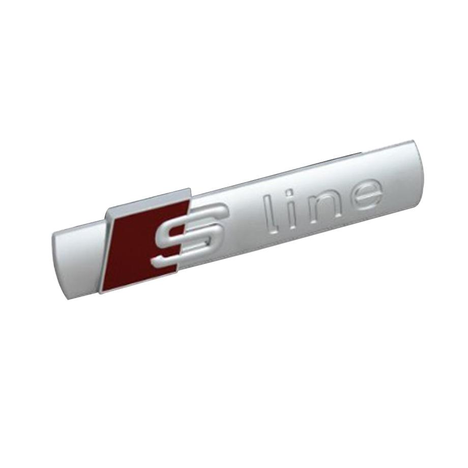Universal Audi S-line Stick On Badge (Silver & Red) maxmotorsports