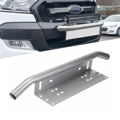 Universal Bar Light Mounting Bracket & Licence Plate Holder (Silver) Max Motorsport