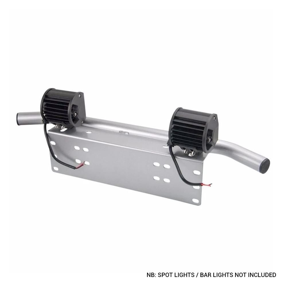 Universal Bar Light Mounting Bracket & Licence Plate Holder (Silver) Max Motorsport