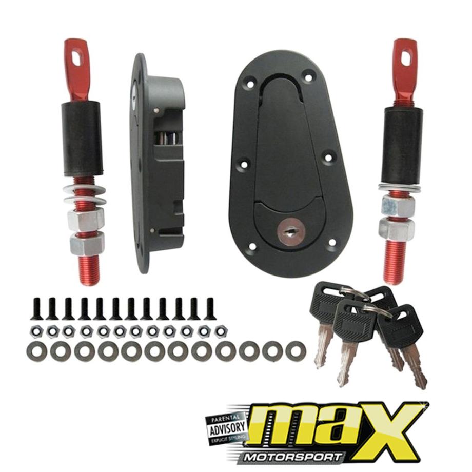 Universal Bonnet Catch Kit With Key maxmotorsports