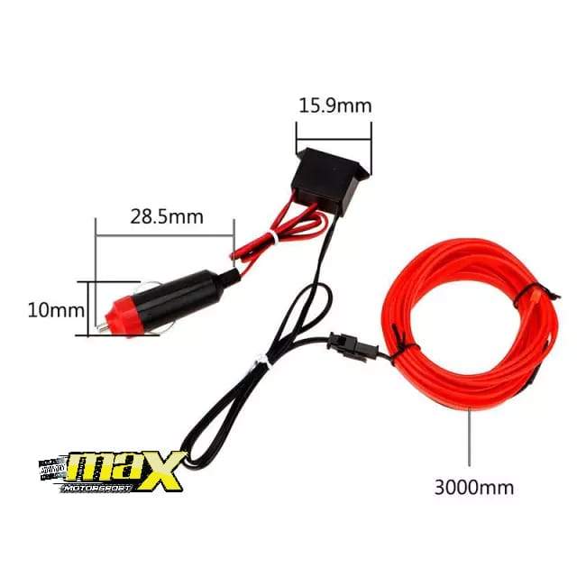 Universal Car Interior Ambient Neon Strip Light - Red maxmotorsports
