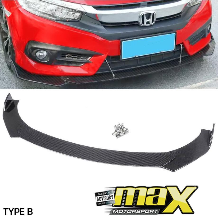 Universal Carbon Look 3-Piece Front Spoiler - Type B maxmotorsports