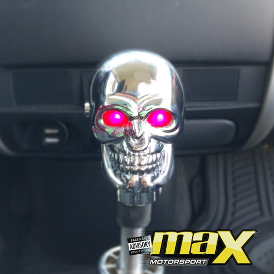 Universal Chrome Light Up Skull Gear Knob - Red Max Motorsport