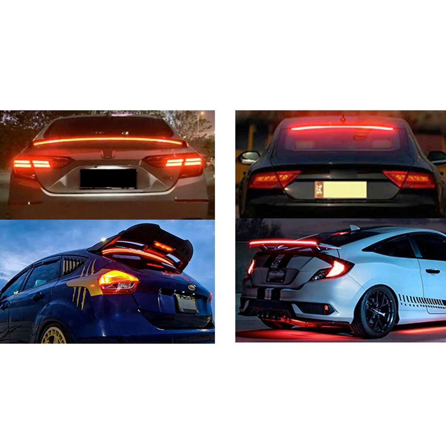 Universal Dual Function LED Carbon Look Rubber Boot Spoiler Max Motorsport