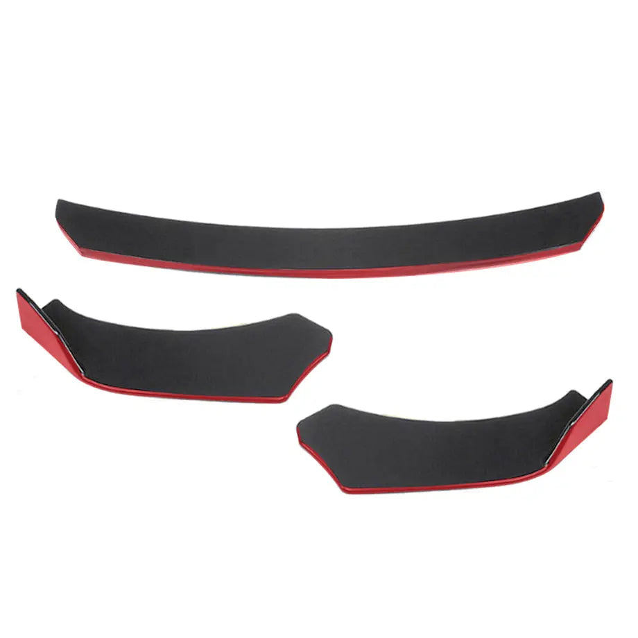 Universal Gloss Black 3-Piece Front Spoiler - Type B (Red) maxmotorsports