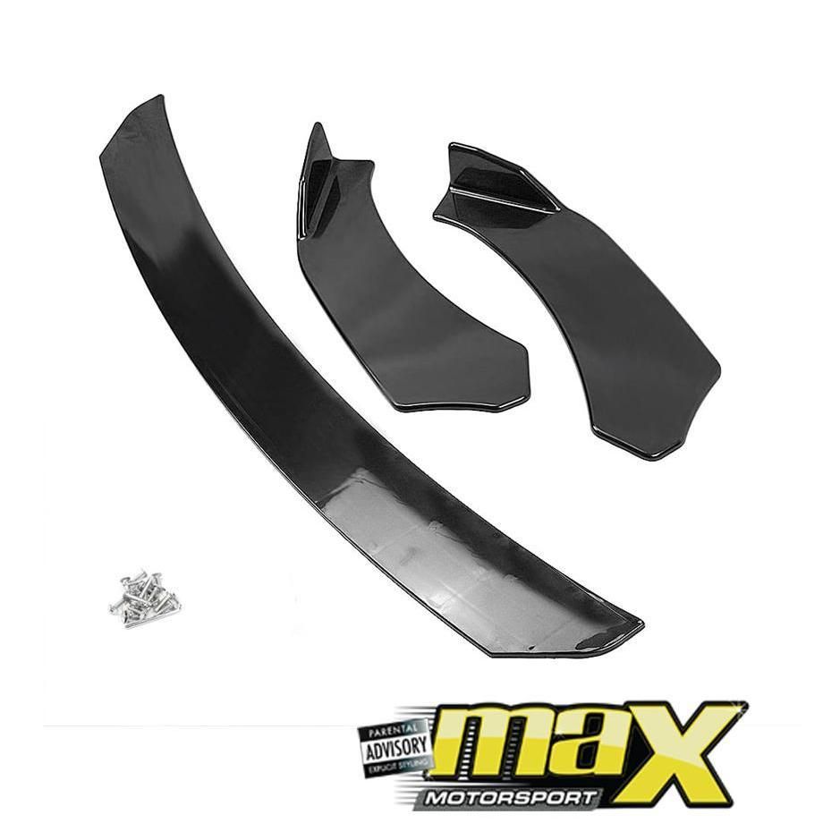 Universal Gloss Black 3-Piece Front Spoiler - Type D maxmotorsports