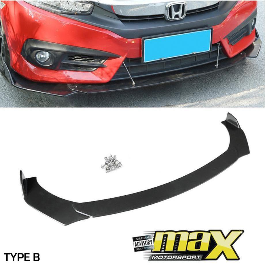 Universal Gloss Black 3-Piece Front Spoiler - Type D maxmotorsports