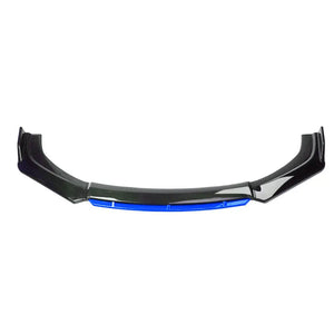 Universal Gloss Black 4-Piece Front Spoiler With Blue Lip maxmotorsports