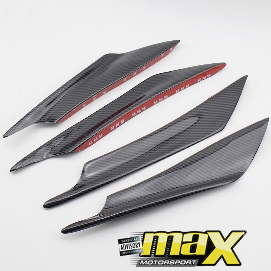 Universal Gloss Carbon Bumper Canards (4-Piece Large) maxmotorsports