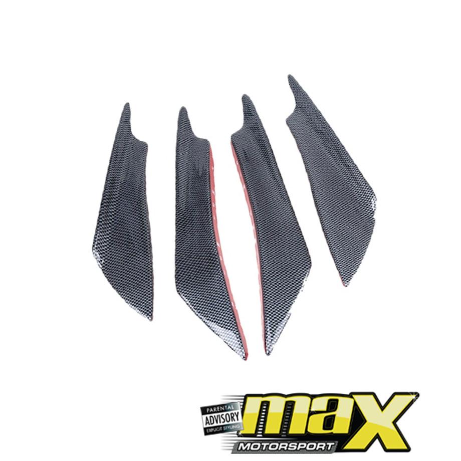 Universal Gloss Carbon Bumper Canards (4-Piece Large) maxmotorsports