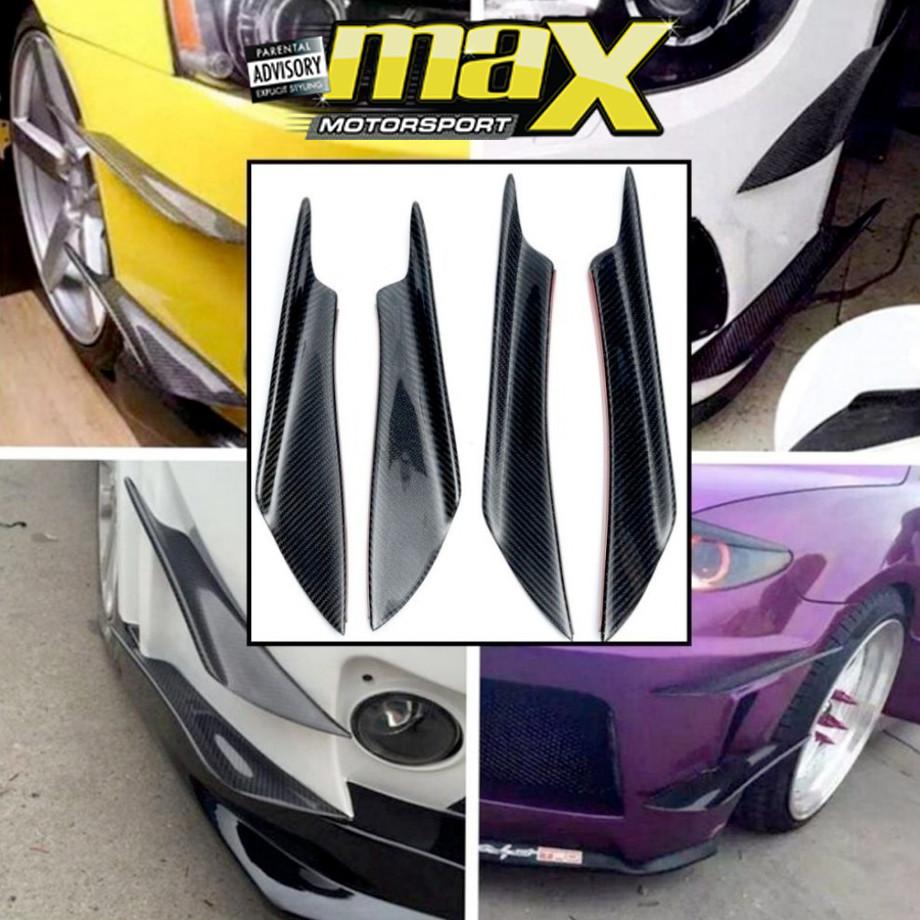 Universal Gloss Carbon Bumper Canards (4-Piece Large) maxmotorsports