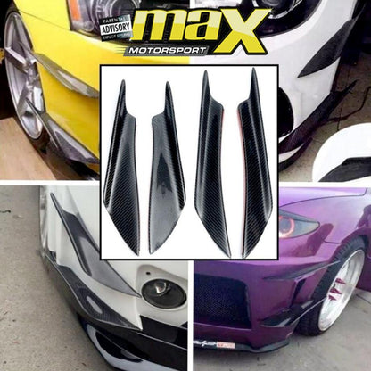 Universal Gloss Carbon Bumper Canards (4-Piece Large) maxmotorsports