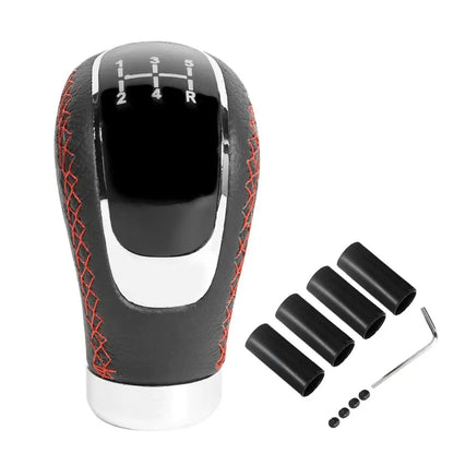 Universal PVC Leather Look Gear Knob (Black & Red) maxmotorsports