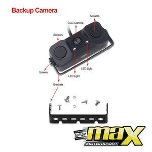 Universal Rear View Camera With Parking Sensors maxmotorsports