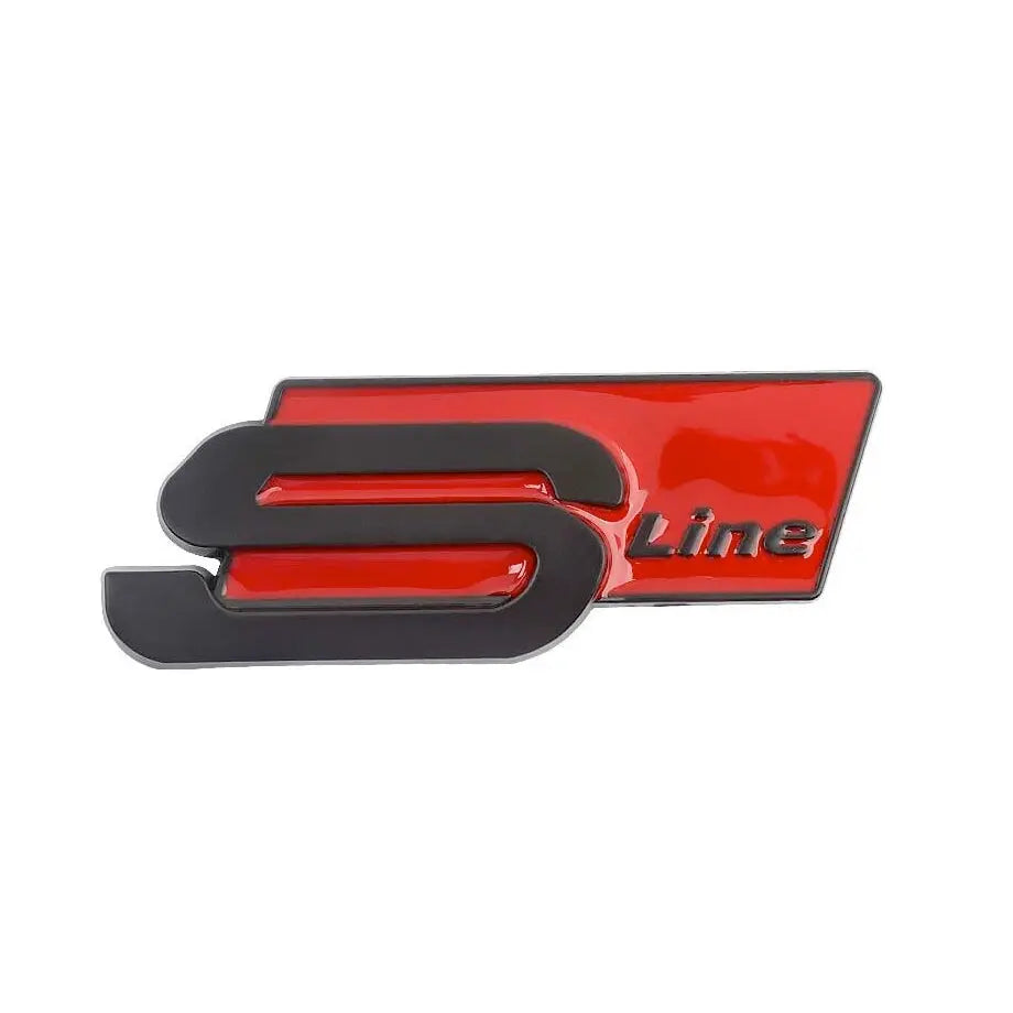 Universal S-Line Audi Fender Badges (Matte Black & Red) maxmotorsports