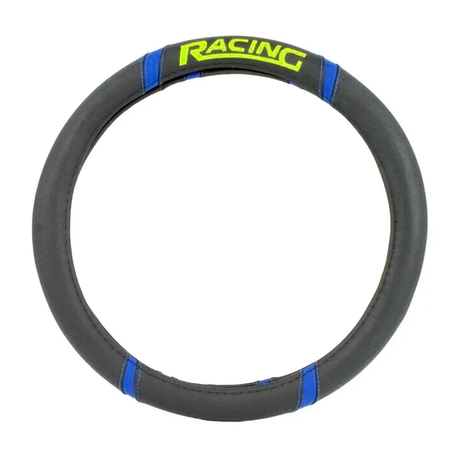 Universal Steering Wheel Cover With Racing Logo (Black & Blue) Max Motorsport