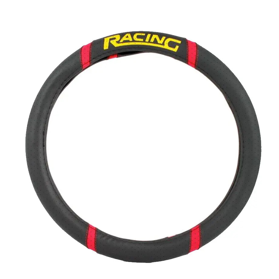 Universal Steering Wheel Cover With Racing Logo (Black & Red) Max Motorsport