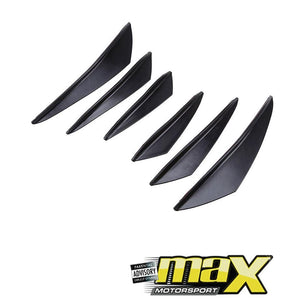 Universal Stick-On Gloss Black Bumper Canards (6-Pc) maxmotorsports