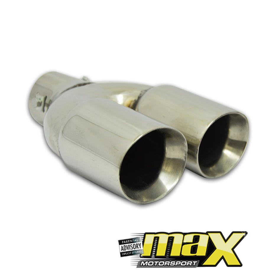 Universal Twin Angled Cut Double Exhaust Tailpipe (60mm Outlet) maxmotorsports