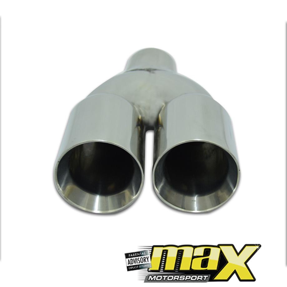 Universal Twin Angled Cut Double Exhaust Tailpipe (65mm Outlet) maxmotorsports