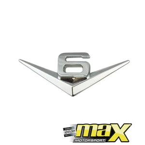 Universal V6 Chrome Metal Badge maxmotorsports