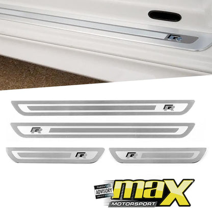 Universal VW R Logo Aluminium Door Step Sills maxmotorsports