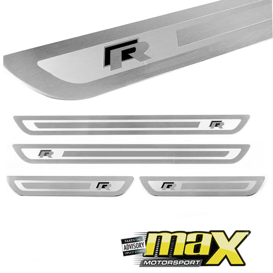 Universal VW R Logo Aluminium Door Step Sills maxmotorsports