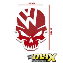 Load image into Gallery viewer, Universal VW Skull Vinyl Sticker (Red) maxmotorsports
