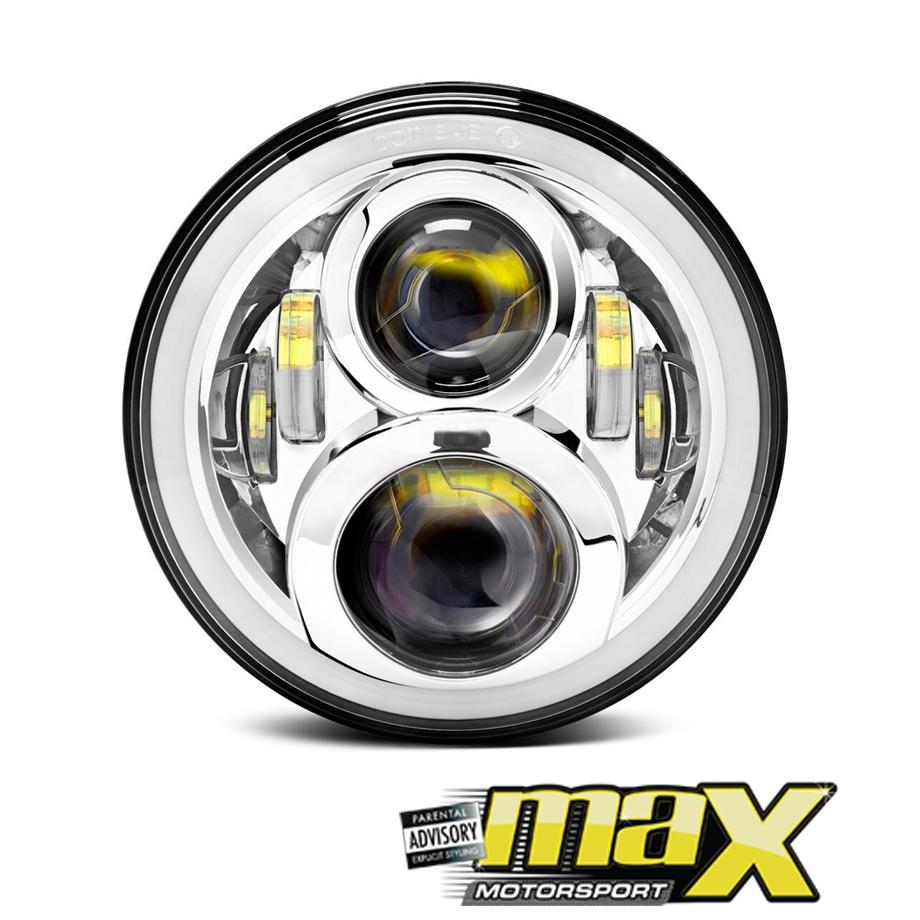 VW Golf 1 -  7 inch Jeep Style LED Chrome Angel Eye Projector Headlight Max Motorsport