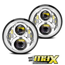 Load image into Gallery viewer, VW Golf 1 -  7 inch Jeep Style LED Chrome Angel Eye Projector Headlight Max Motorsport
