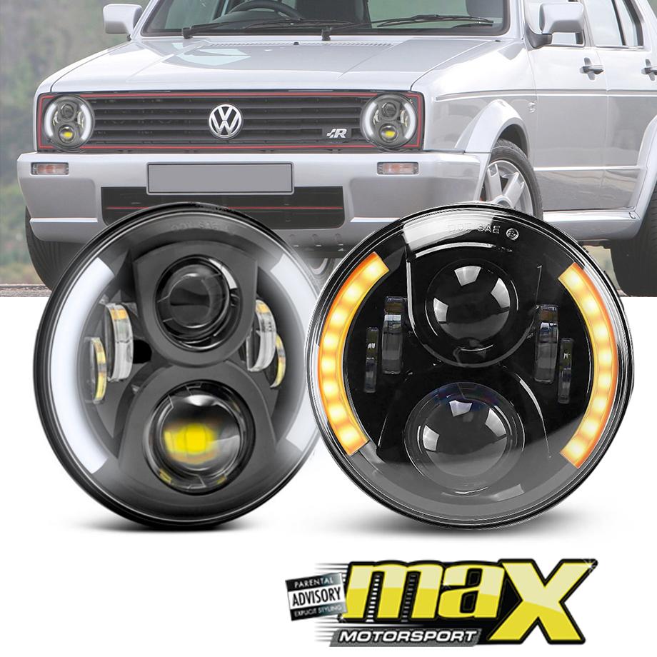 VW Golf 1 - Jeep Style DRL Angel Eye Projector Headlight Max Motorsport