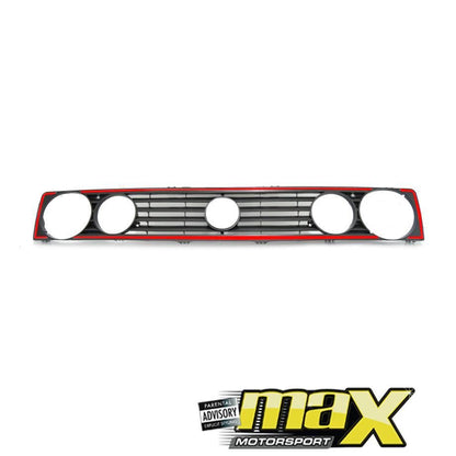 VW Golf 1 Double Headlight Grille With Red Trim maxmotorsports