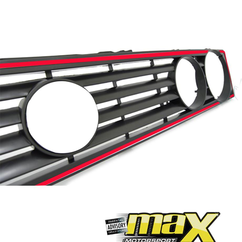 VW Golf 1 Double Headlight Grille With Red Trim maxmotorsports