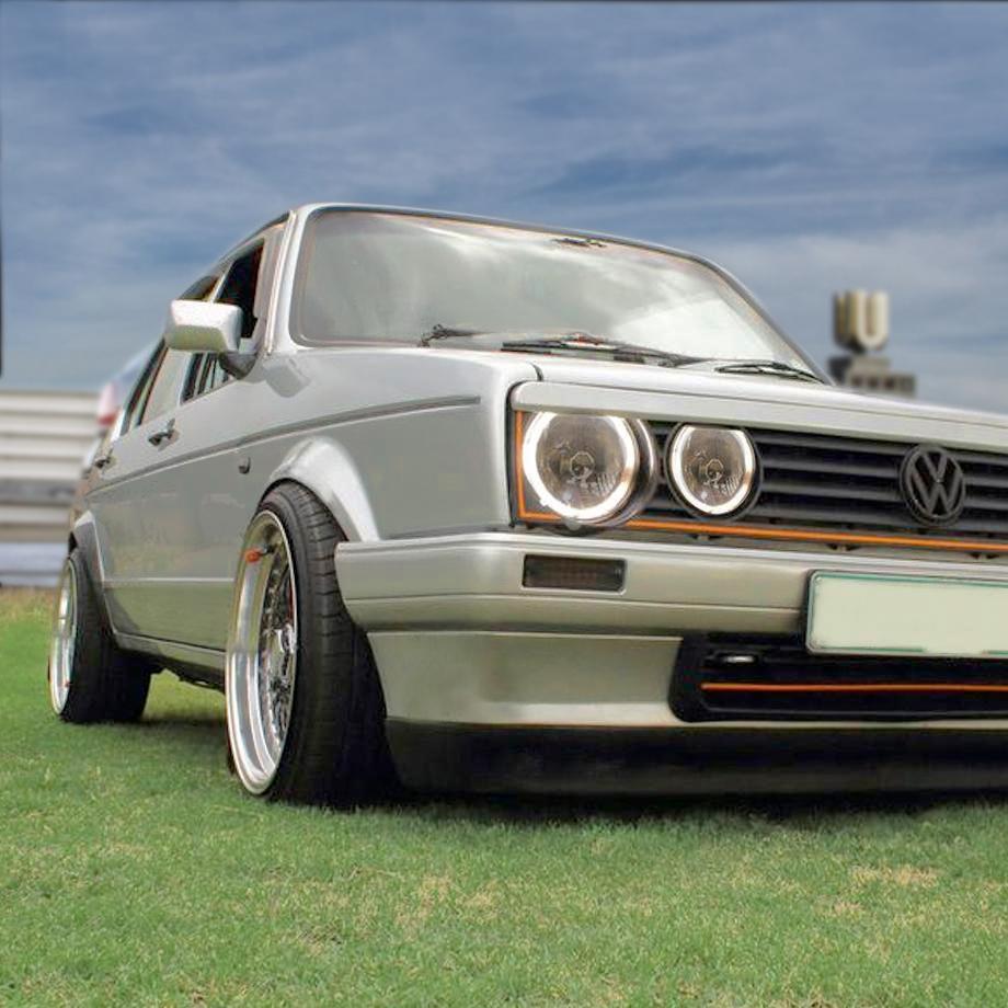 VW Golf 1 Smoked Crystal Angel Eye LED Headlights (Inners & Outters) maxmotorsports