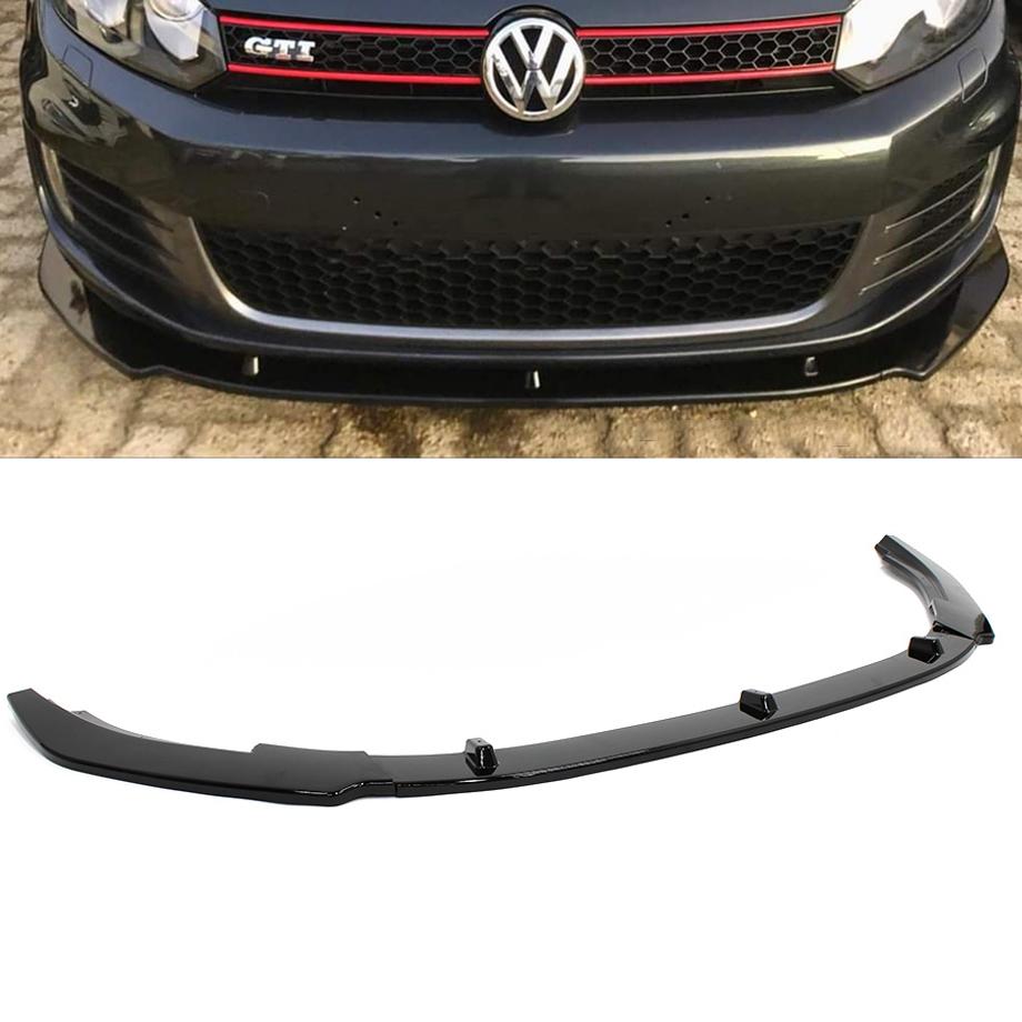 VW Golf 6 GTI Gloss Black 3-Piece Plastic Front Spoiler maxmotorsports