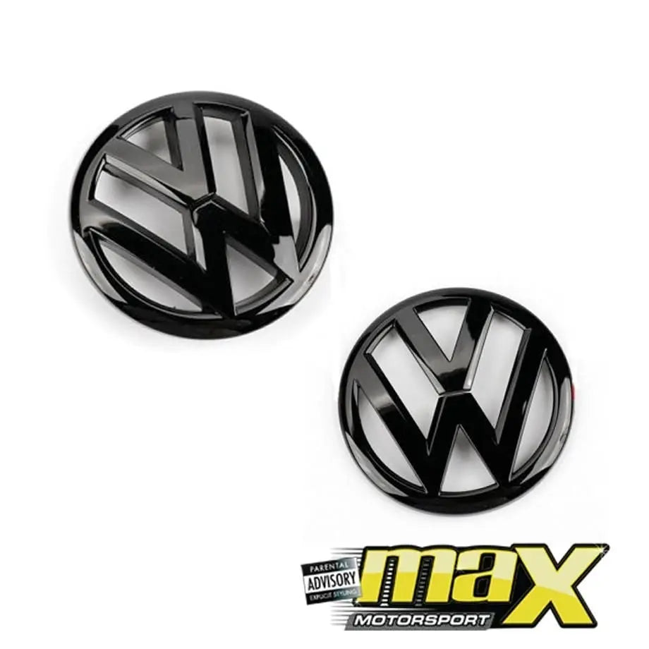 VW Golf 6 Gloss Black Stick On Emblem Badge (Pair) maxmotorsports