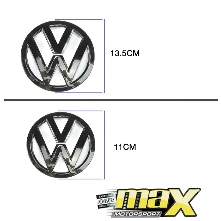 VW Golf 6 Gloss Black Stick On Emblem Badge (Pair) maxmotorsports