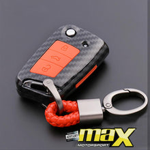 Load image into Gallery viewer, VW Golf 7 / New Polo 7 Carbon Fibre Key Case Cover With Key Ring maxmotorsports
