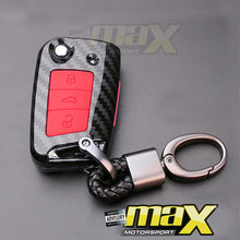 Load image into Gallery viewer, VW Golf 7 / New Polo 7 Carbon Fibre Key Case Cover With Key Ring maxmotorsports
