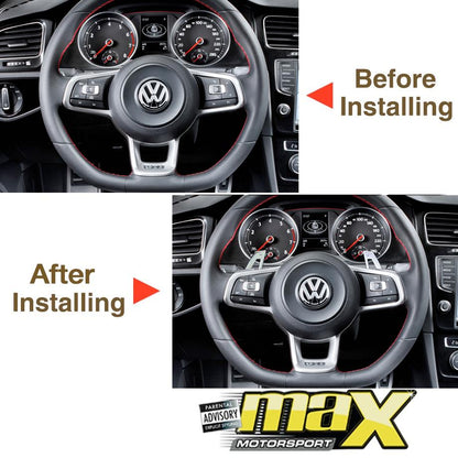 VW Golf 7 GTI Brush Aluminium Black Paddle Shift Extensions maxmotorsports