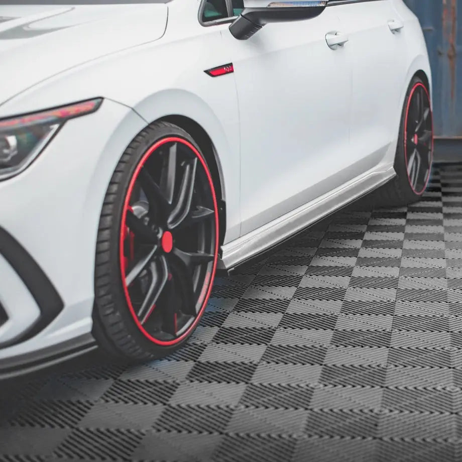 VW Golf 8 GTI Maxton Style Gloss Black Side Skirts (21-On) Max Motorsport