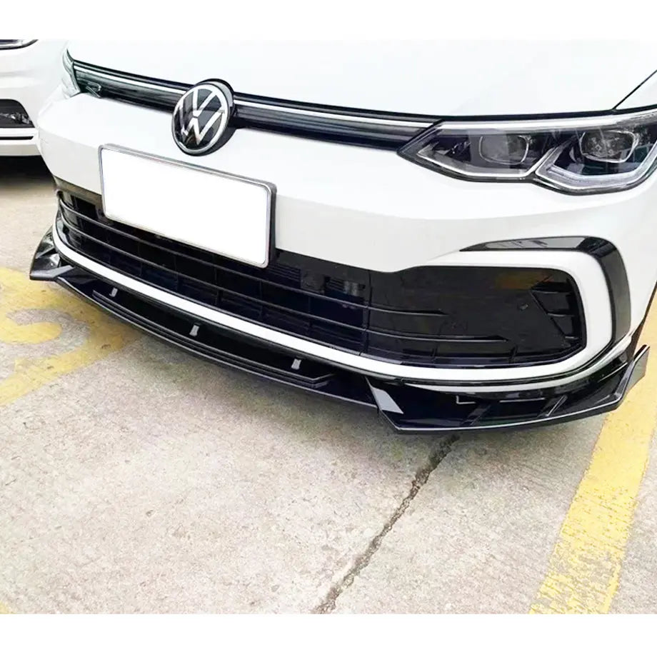 Suitable To Fit - VW Golf 8 GTI / R Gloss Black 3-Piece Front Spoiler ...