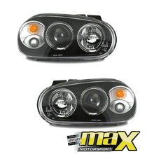 Load image into Gallery viewer, VW Golf Mk4 Angel Eye Headlights (Black) maxmotorsports
