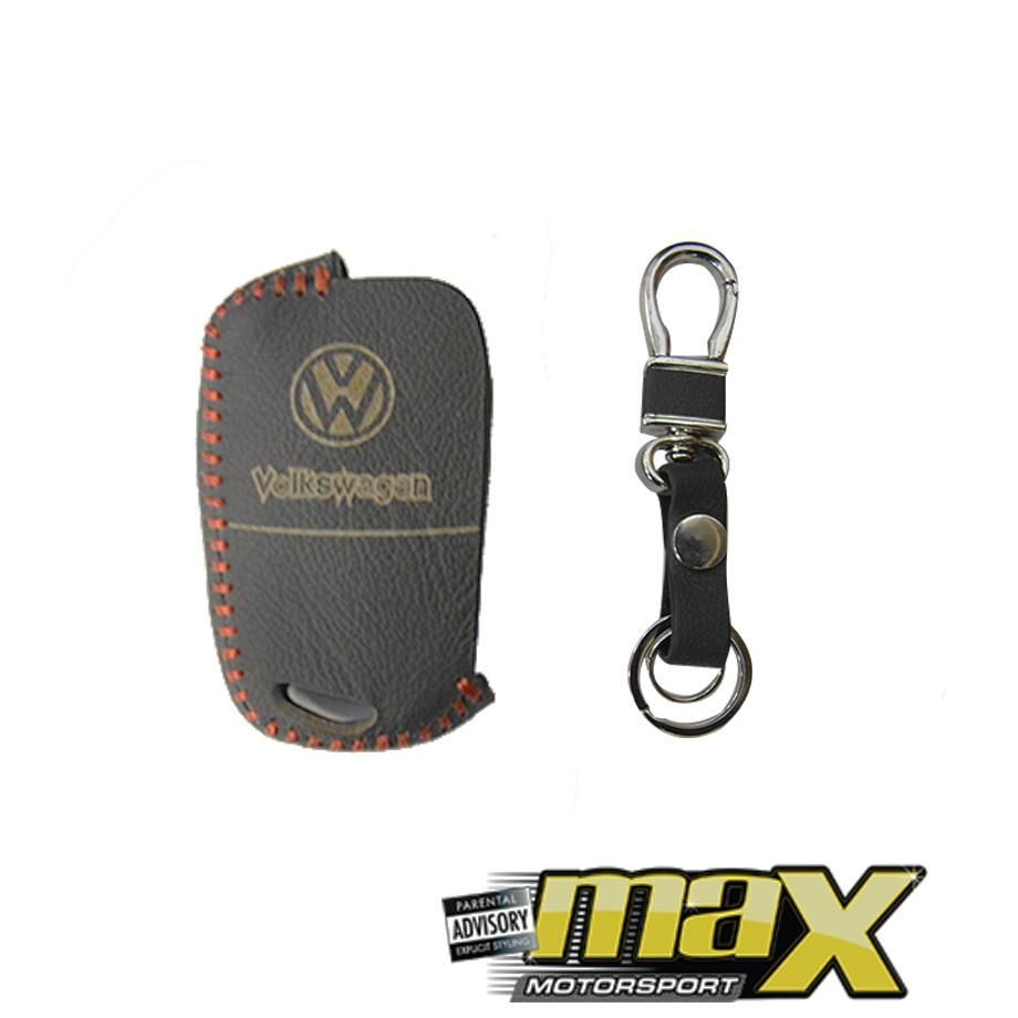 VW Leather Key Protection Cover With Key Ring maxmotorsports