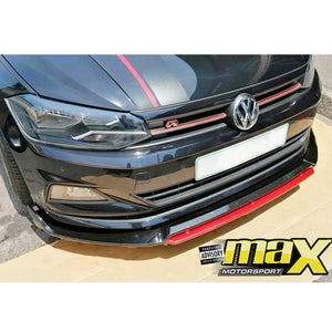 VW POLO 8 AW (19-ON) GLOSS BLACK MAXTON STYLE PLASTIC FRONT SPOILER maxmotorsports